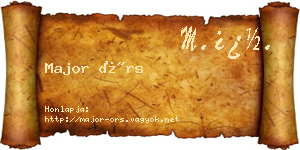 Major Örs névjegykártya
